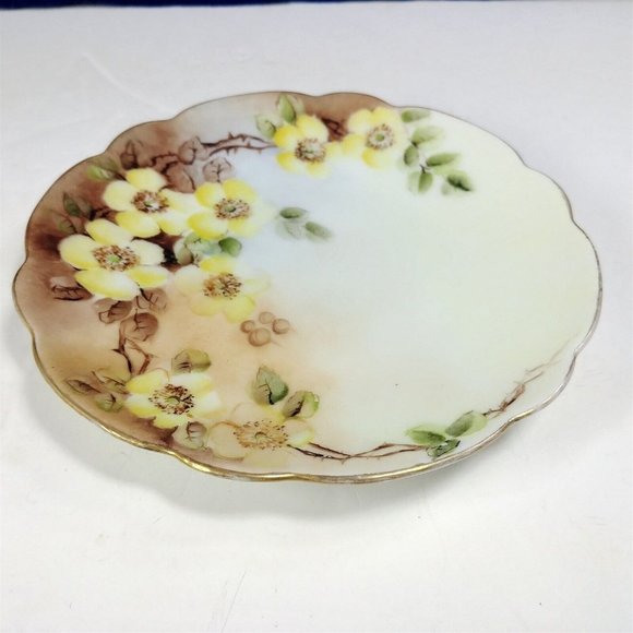 Plate J and C Bavaria Plate Hand Painted Yellow Floral - Picture 3 of 8